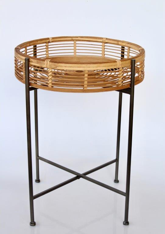 Metal & Rattan Side Table